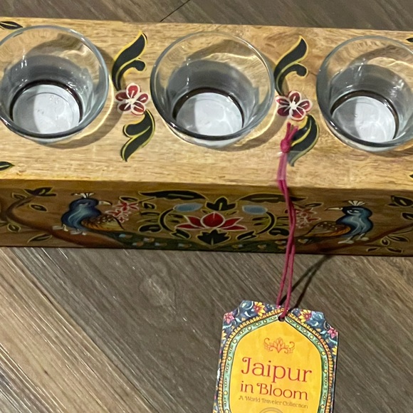 Jaipur in Bloom Tealight Holder NWT Floral Peacock Decor - Picture 6 of 13